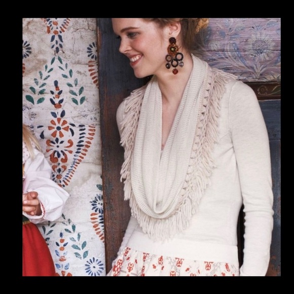 Angel of The North Fringed Cowl Neck Sweater Sz S - Picture 1 of 8